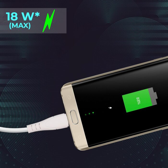 Zebronics Micro USB Cable 2.4 A 1 m ZEB-MU240 18W High Speed Cable(Compatible with Mobile Charger,White, One Cable) - Image 2