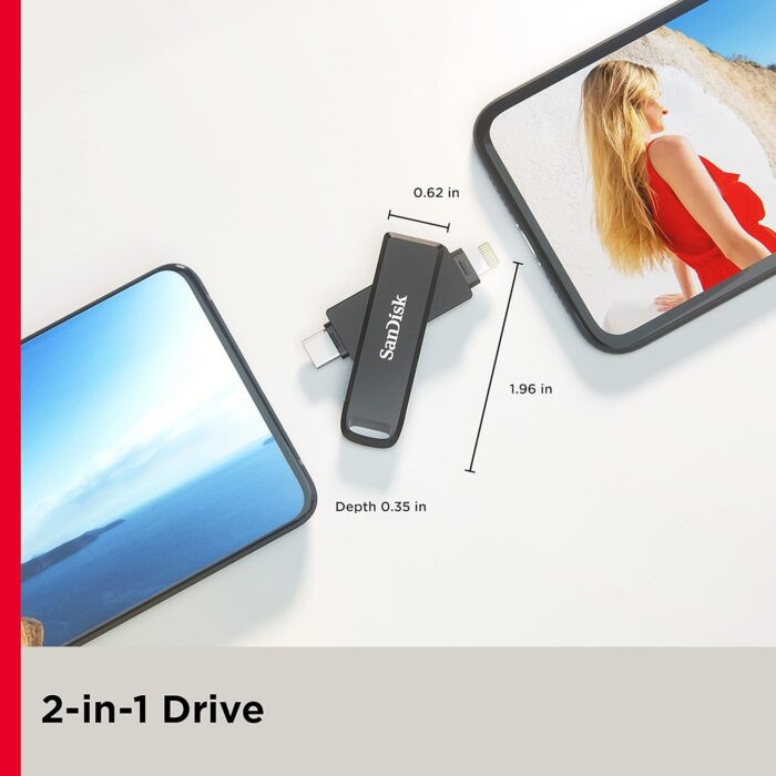 SanDisk iXpand, SDIX70N-128G-GN6NE, Type C, iPhone, iPad, Mac 128 GB Pen Drive??(Black) - Image 2