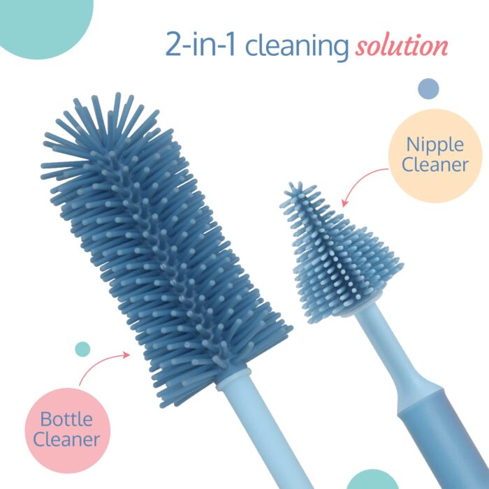 Seasons 360? Movable Silicone Bristle Baby Feeding Bottle Cleaning Brush, Blue??(Blue) - Image 3