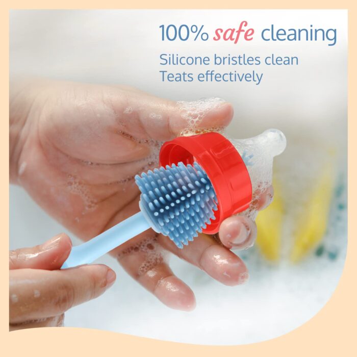 Seasons 360? Movable Silicone Bristle Baby Feeding Bottle Cleaning Brush, Blue??(Blue) - Image 2