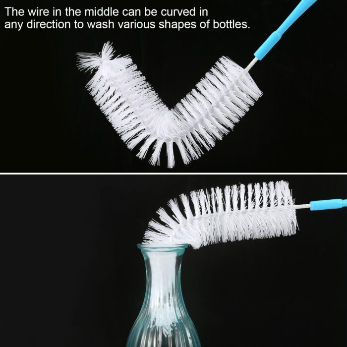 Seasons 2 Pcs Long Bottle Cleaning Brush for Clean of Bottles, Cleaning Brush Glass and Bottle Plastic Cleaning Brush Water Bottle Cleaner Tool Nylon Brush,Random Colour( Pack of 2) - Image 3