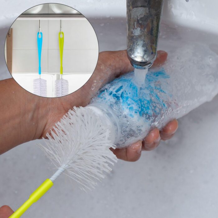 Seasons 2 Pcs Long Bottle Cleaning Brush for Clean of Bottles, Cleaning Brush Glass and Bottle Plastic Cleaning Brush Water Bottle Cleaner Tool Nylon Brush,Random Colour( Pack of 2) - Image 2