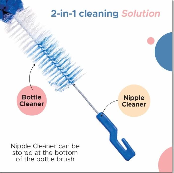 Seasons Bottle Cleaning and Nipple Cleaning Sponge Brush for Bottle Cleaning Nipple Cleaning and Baby Accessories (Blue, Pack of 1) - Image 3