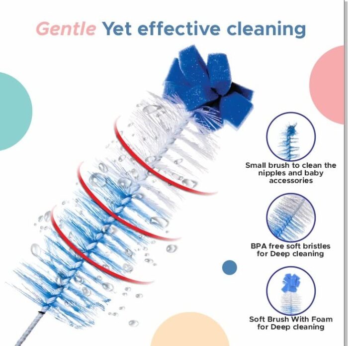 Seasons Bottle Cleaning and Nipple Cleaning Sponge Brush for Bottle Cleaning Nipple Cleaning and Baby Accessories (Blue, Pack of 1) - Image 2