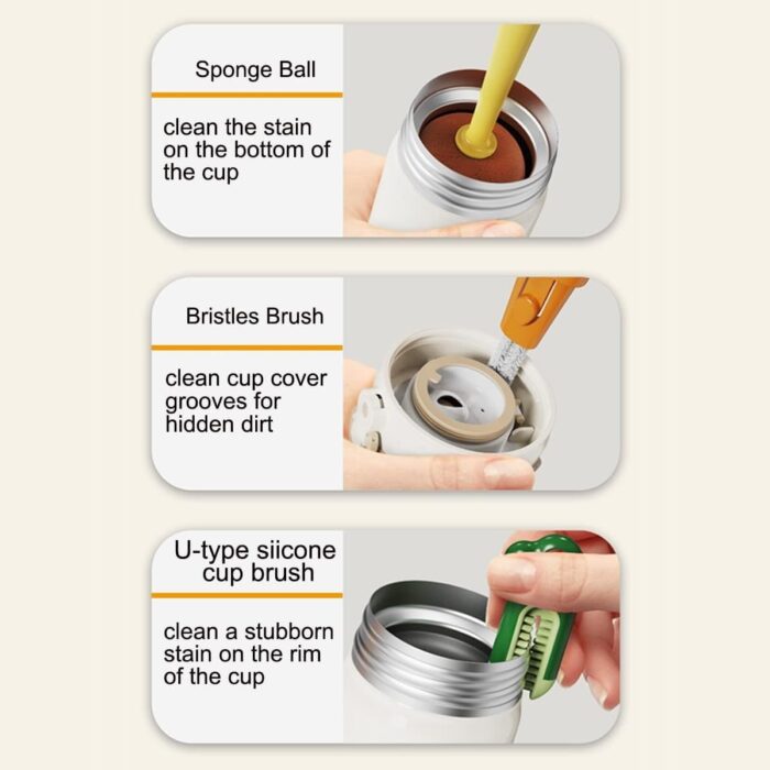 Seasons 3 in 1 Multifunctional Kitchen Cup Cleaning Brush, Soft Sponge Cleaning Brush Sponge Wet and Dry Brush?(Multicolor) - Image 3